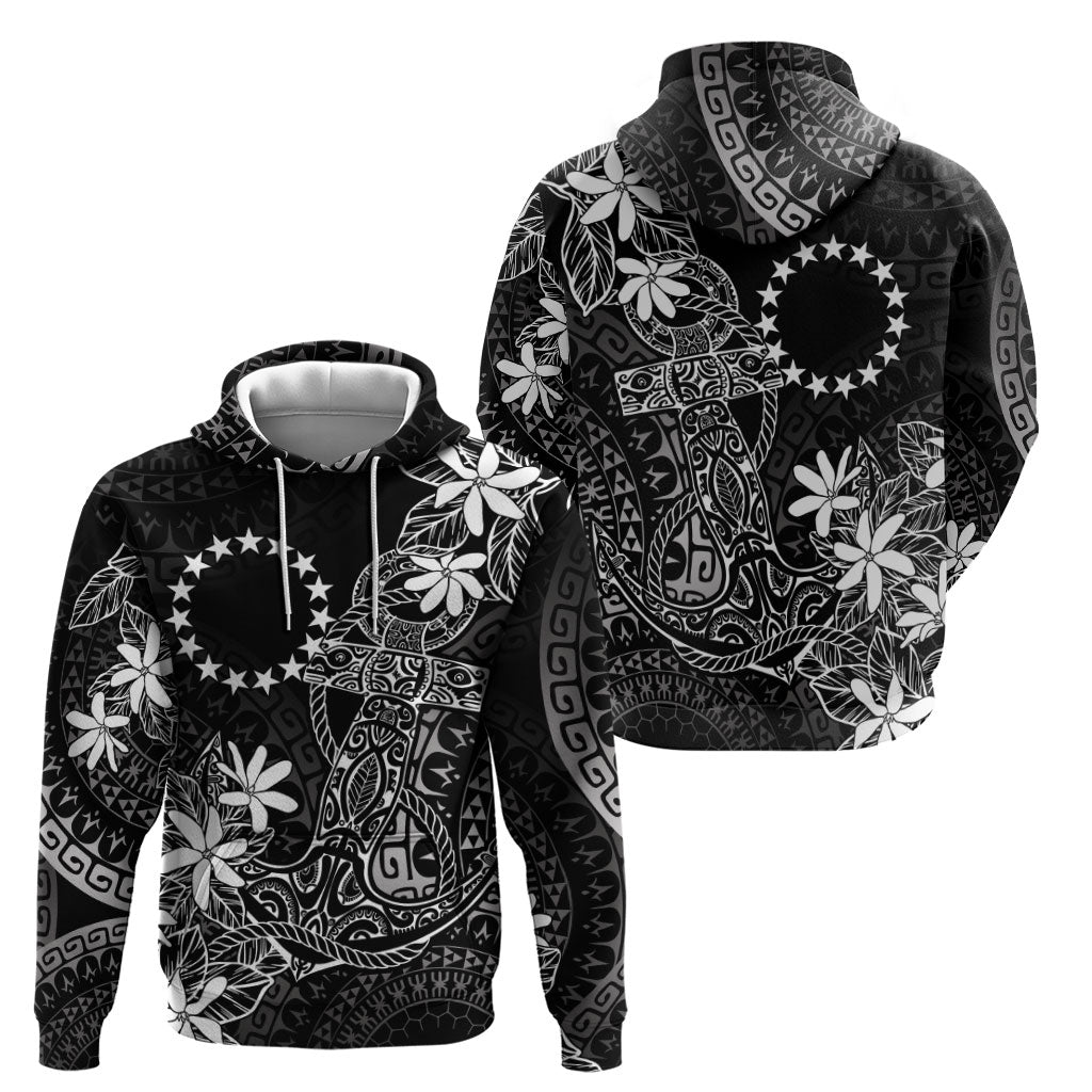 Black Kuki Airani Tapakau Hoodie Tribal Anchor Mix Tiare