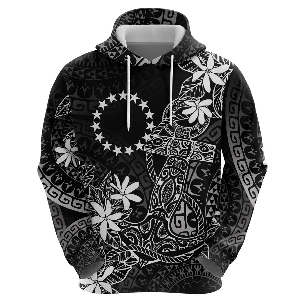 Black Kuki Airani Tapakau Hoodie Tribal Anchor Mix Tiare