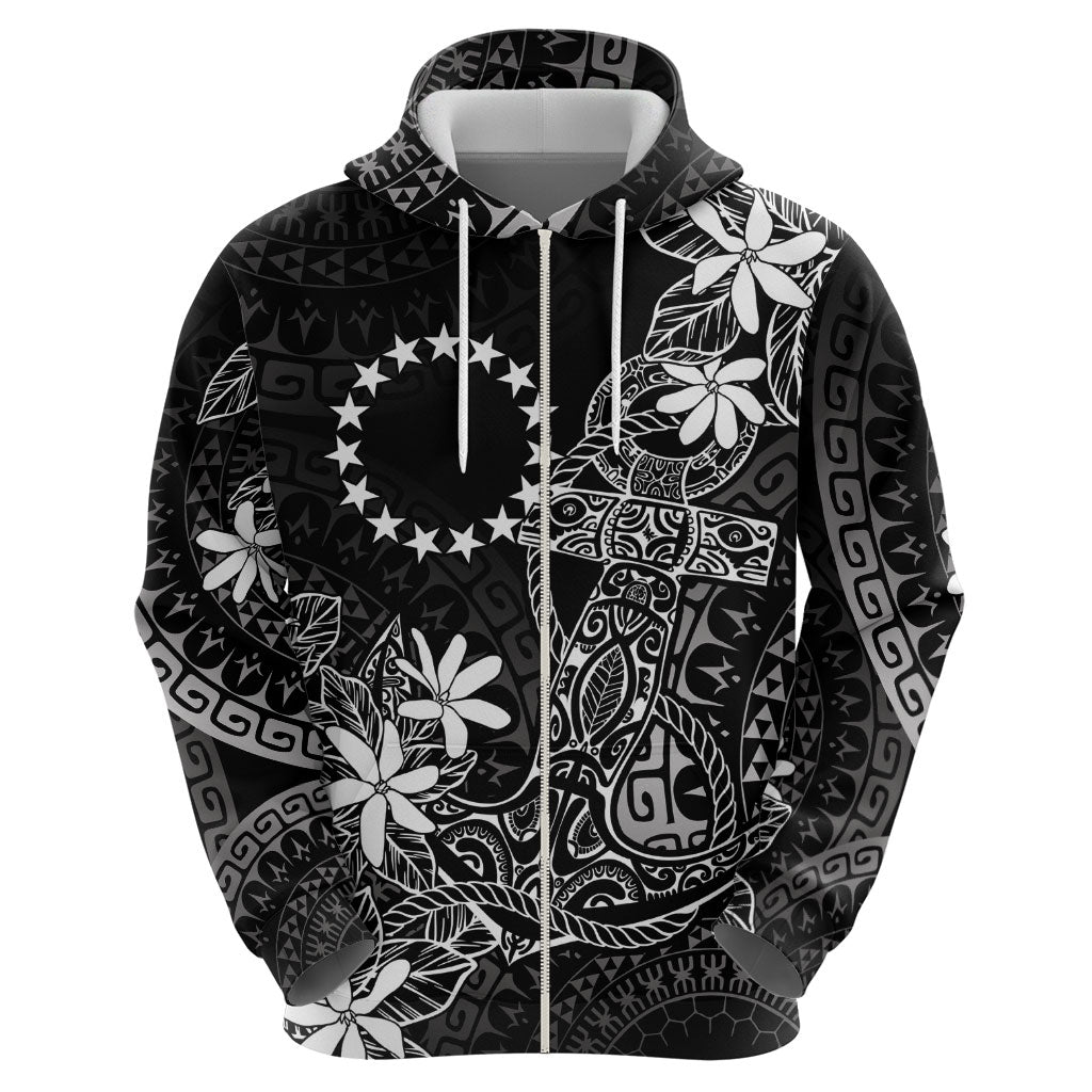 Black Kuki Airani Tapakau Hoodie Tribal Anchor Mix Tiare
