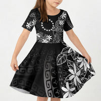 Black Kuki Airani Tapakau Kid Short Sleeve Dress Tribal Anchor Mix Tiare LT7 KID Black - Polynesian Pride