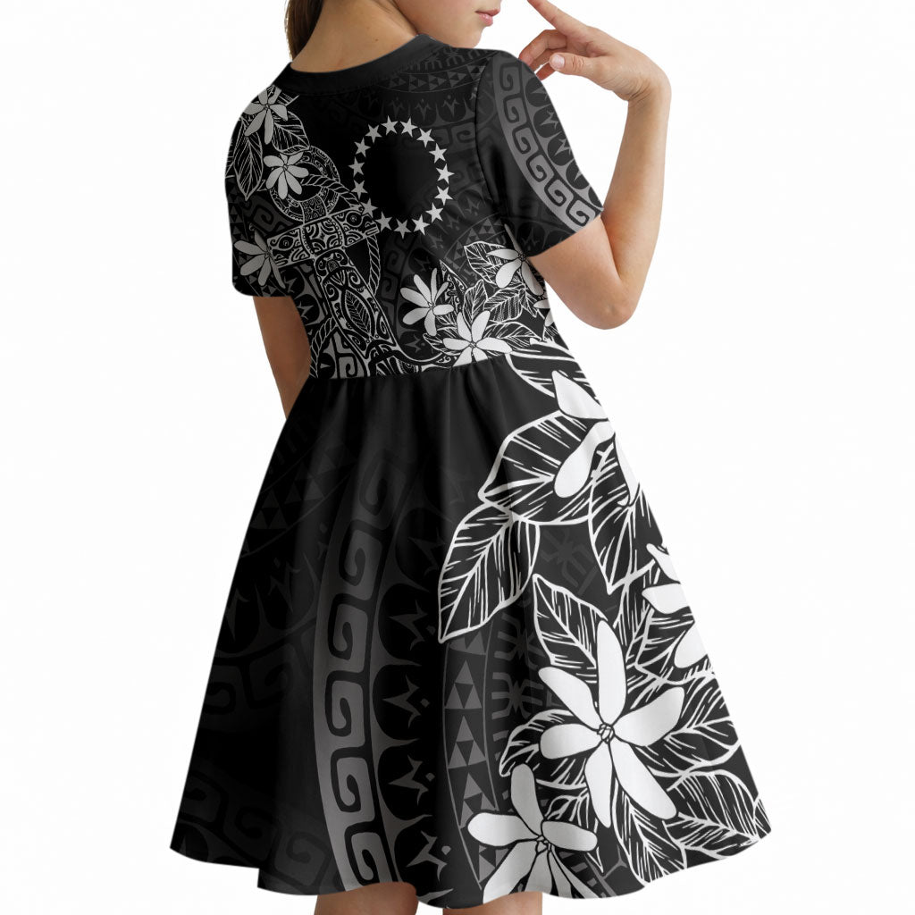 Black Kuki Airani Tapakau Kid Short Sleeve Dress Tribal Anchor Mix Tiare LT7 - Polynesian Pride