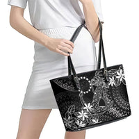 Black Kuki Airani Tapakau Leather Tote Bag Tribal Anchor Mix Tiare