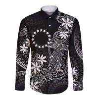 Black Kuki Airani Tapakau Long Sleeve Button Shirt Tribal Anchor Mix Tiare