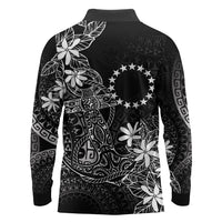 Black Kuki Airani Tapakau Long Sleeve Polo Shirt Tribal Anchor Mix Tiare