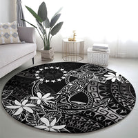 Black Kuki Airani Tapakau Round Carpet Tribal Anchor Mix Tiare