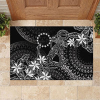 Black Kuki Airani Tapakau Rubber Doormat Tribal Anchor Mix Tiare