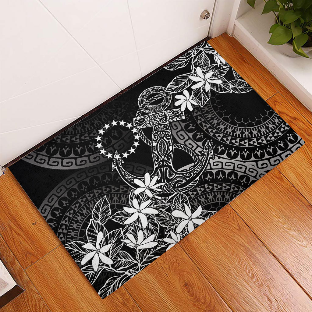 Black Kuki Airani Tapakau Rubber Doormat Tribal Anchor Mix Tiare