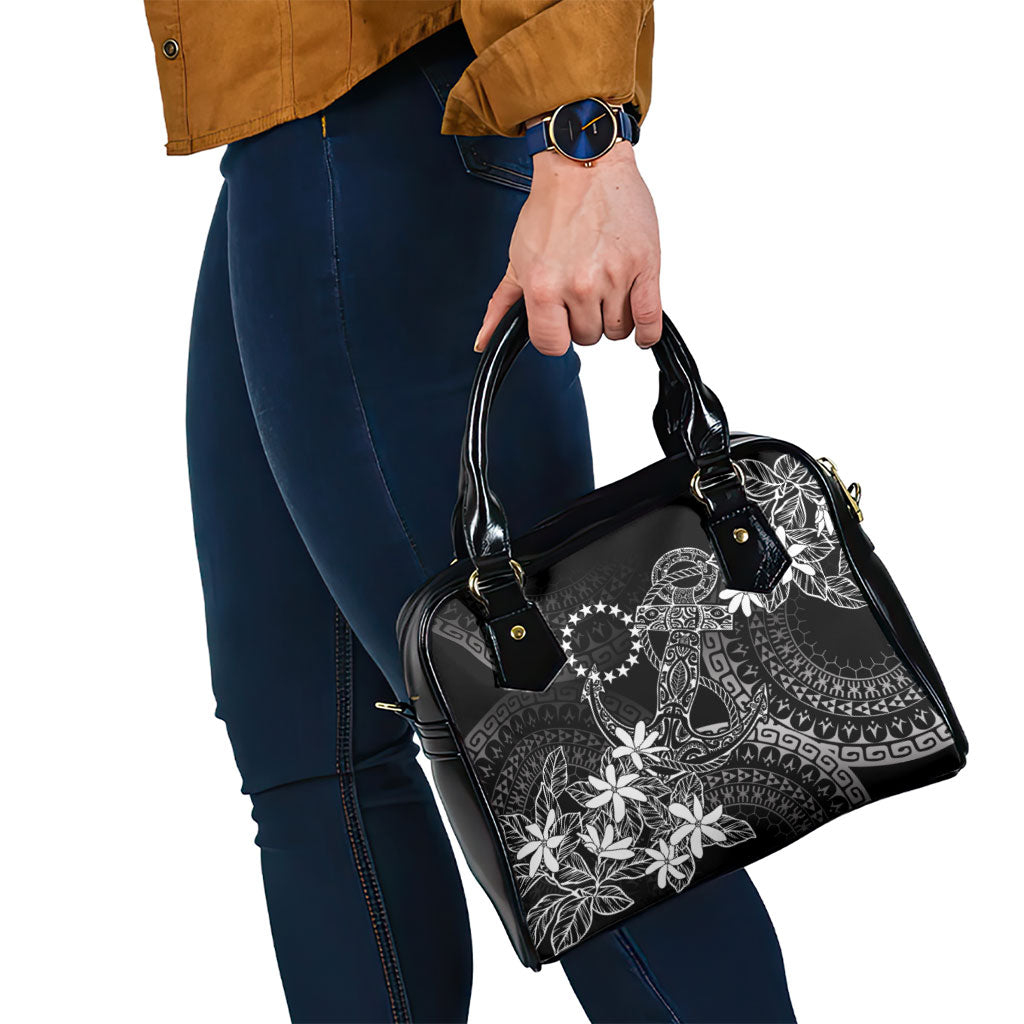 Black Kuki Airani Tapakau Shoulder Handbag Tribal Anchor Mix Tiare