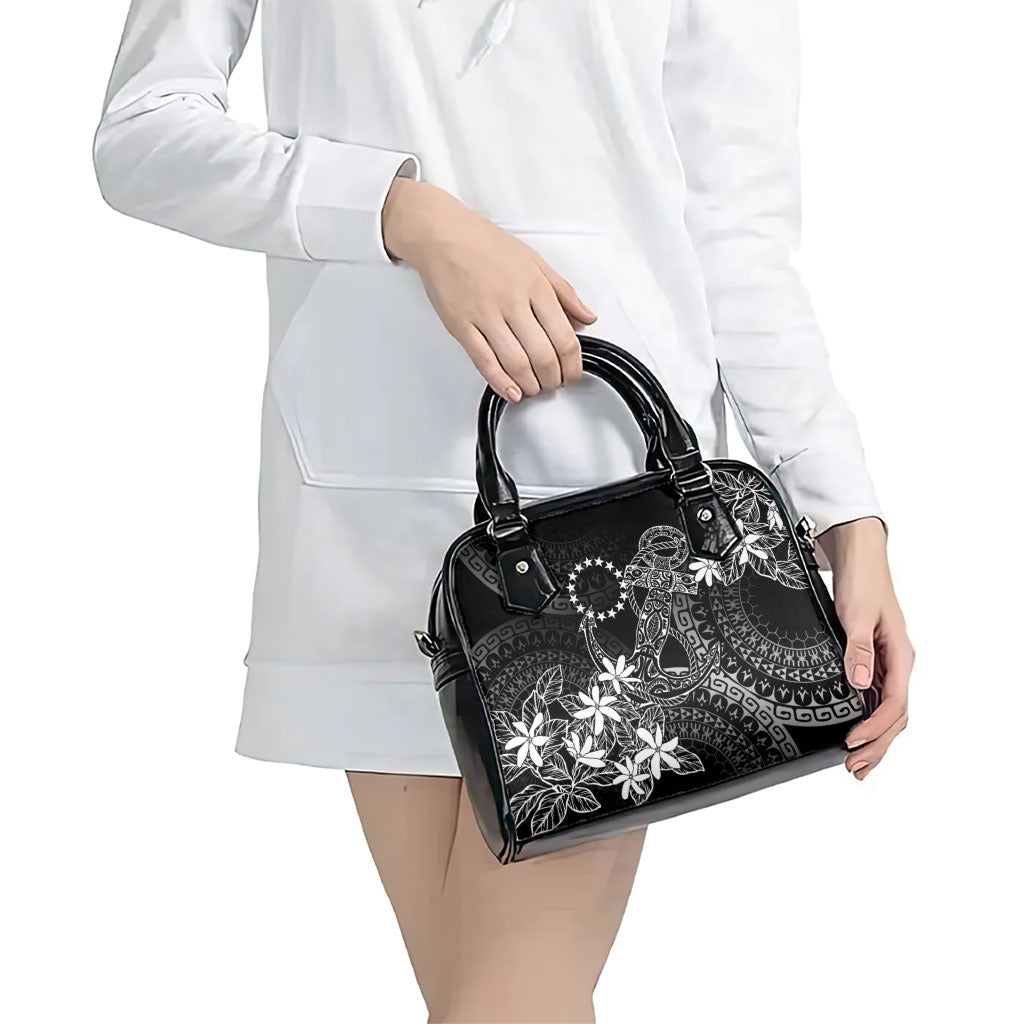 Black Kuki Airani Tapakau Shoulder Handbag Tribal Anchor Mix Tiare