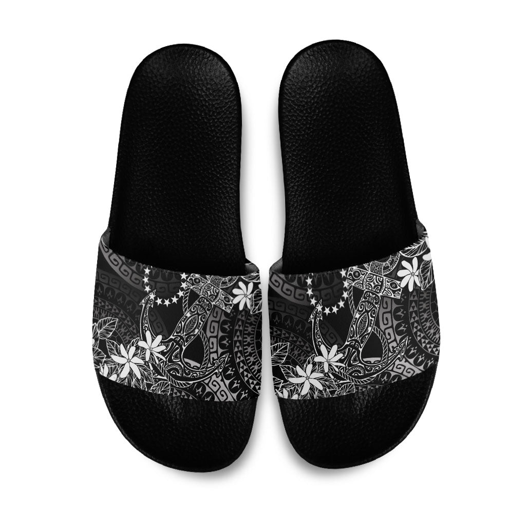 Black Kuki Airani Tapakau Slide Sandals Tribal Anchor Mix Tiare