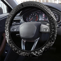 Black Kuki Airani Tapakau Steering Wheel Cover Tribal Anchor Mix Tiare