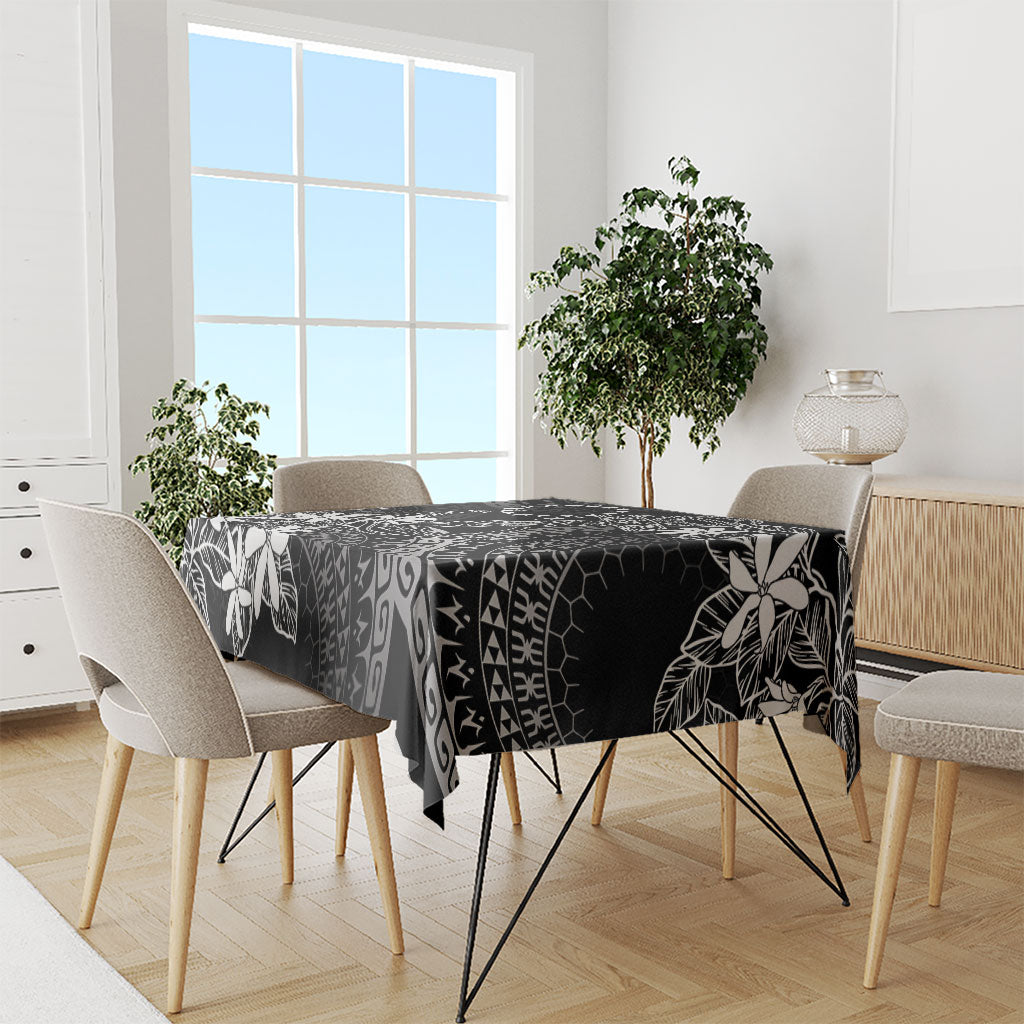 Black Kuki Airani Tapakau Tablecloth Tribal Anchor Mix Tiare