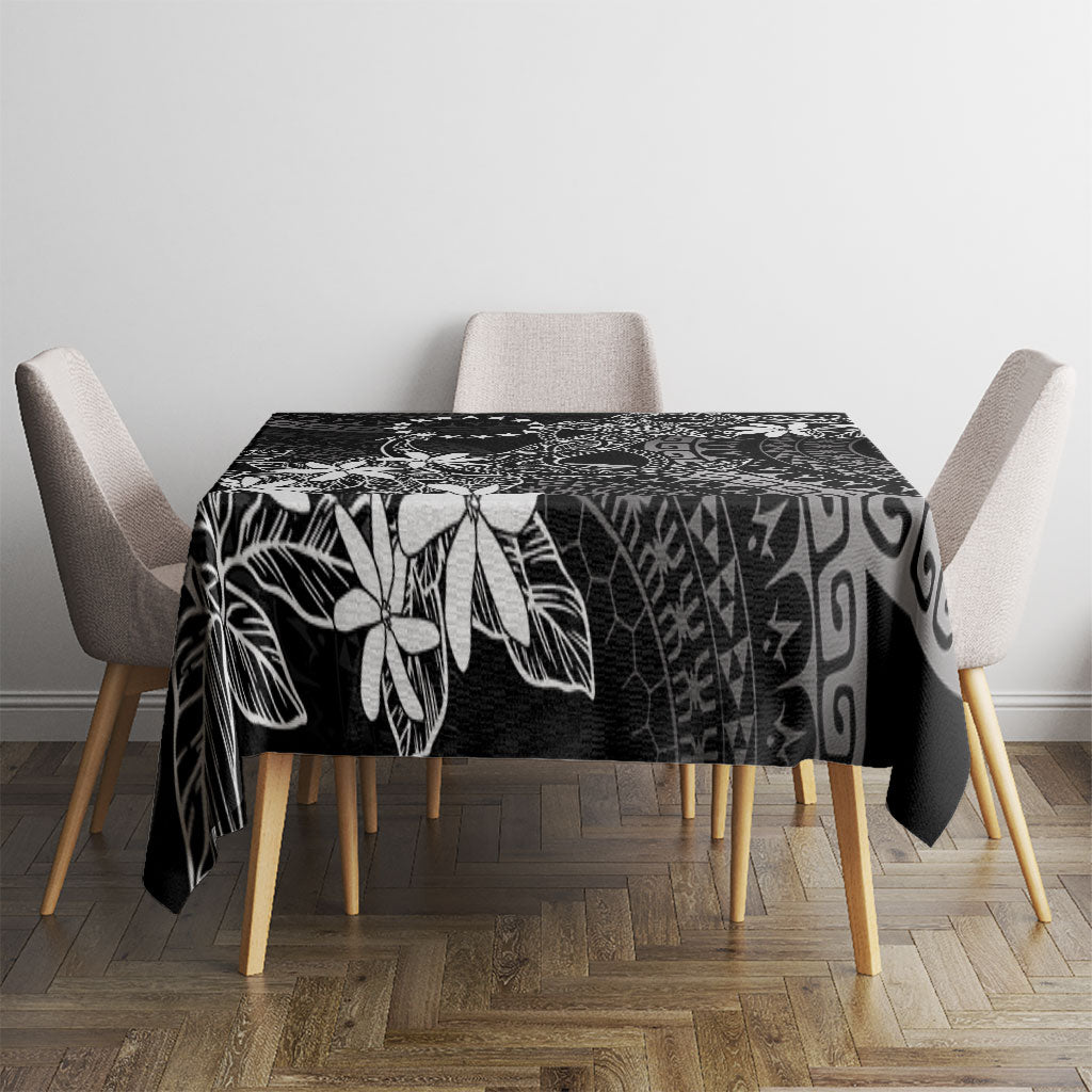 Black Kuki Airani Tapakau Tablecloth Tribal Anchor Mix Tiare