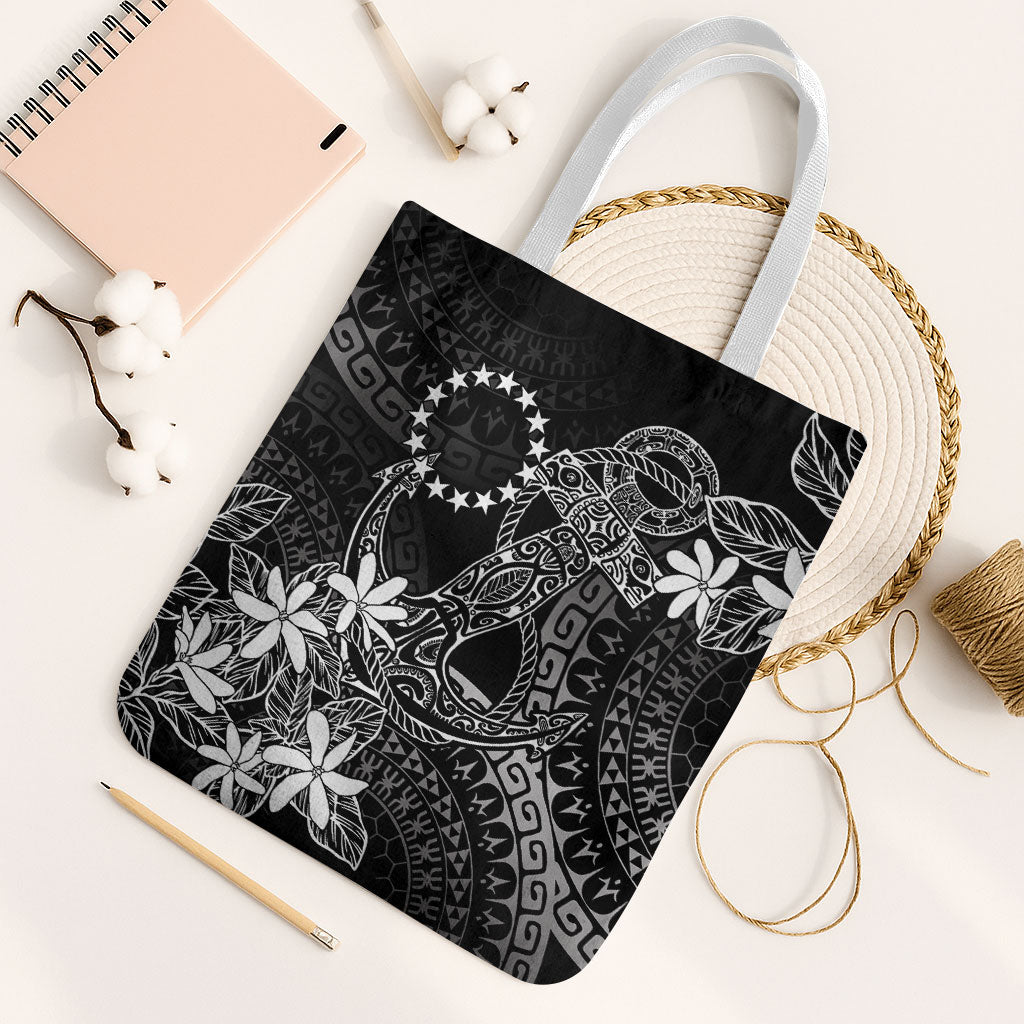 Black Kuki Airani Tapakau Tote Bag Tribal Anchor Mix Tiare