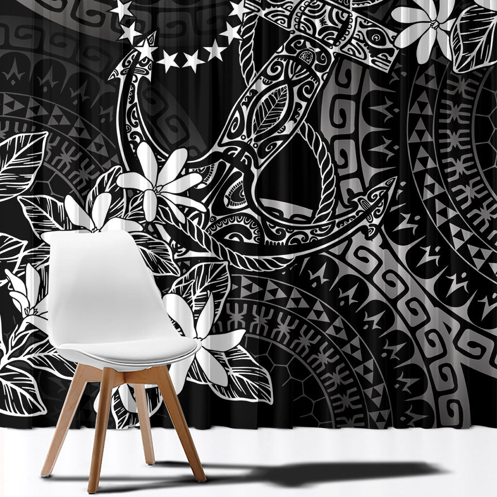 Black Kuki Airani Tapakau Window Curtain Tribal Anchor Mix Tiare