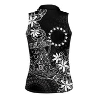 Black Kuki Airani Tapakau Women Sleeveless Polo Shirt Tribal Anchor Mix Tiare LT7 - Polynesian Pride