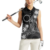 Black Kuki Airani Tapakau Women Sleeveless Polo Shirt Tribal Anchor Mix Tiare LT7 - Polynesian Pride