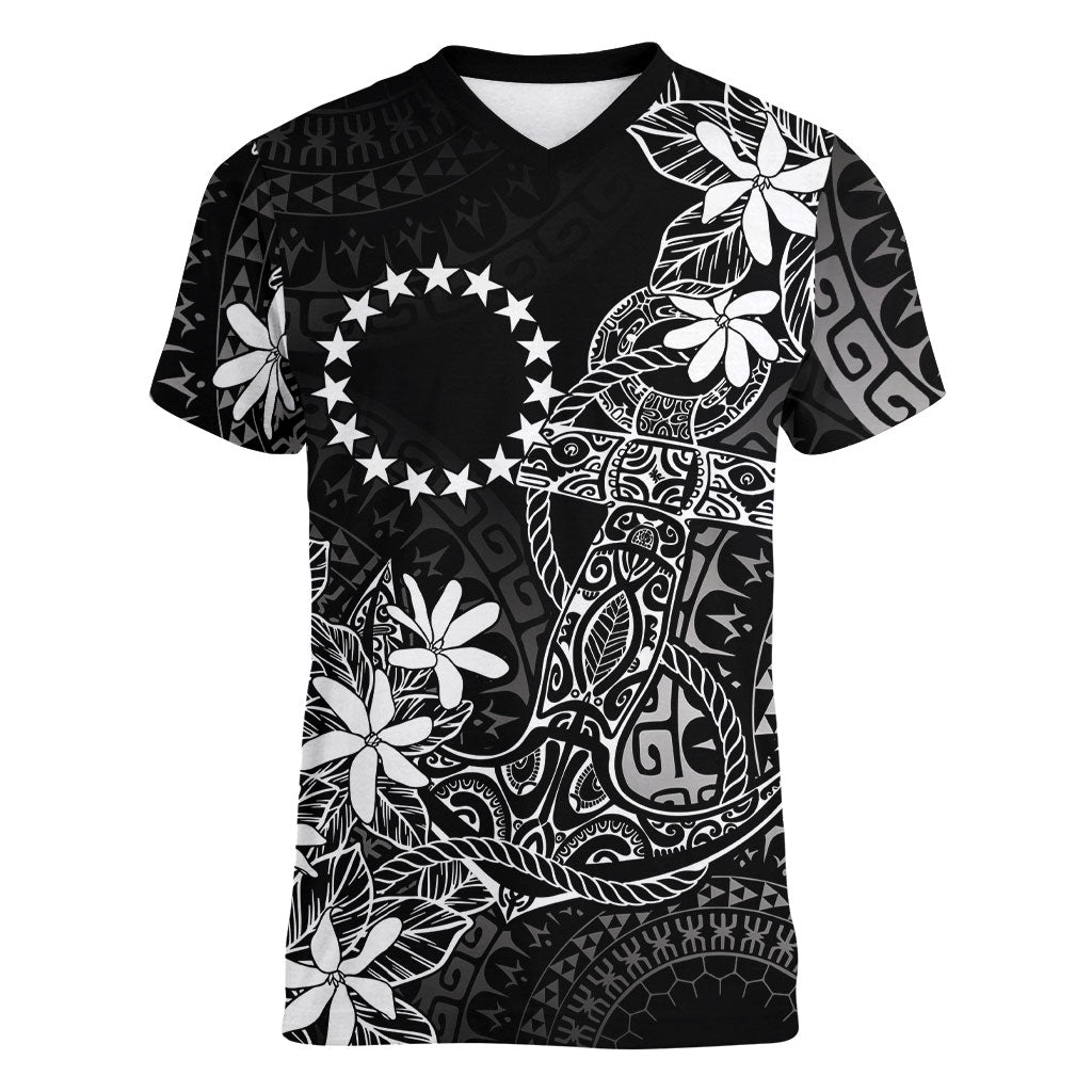 Black Kuki Airani Tapakau Women V-Neck T-Shirt Tribal Anchor Mix Tiare LT7 Female Black - Polynesian Pride