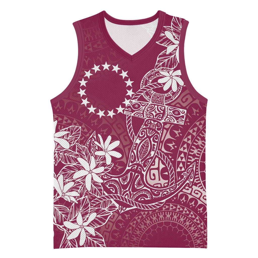 Maroon Kuki Airani Tapakau Basketball Jersey Tribal Anchor Mix Tiare