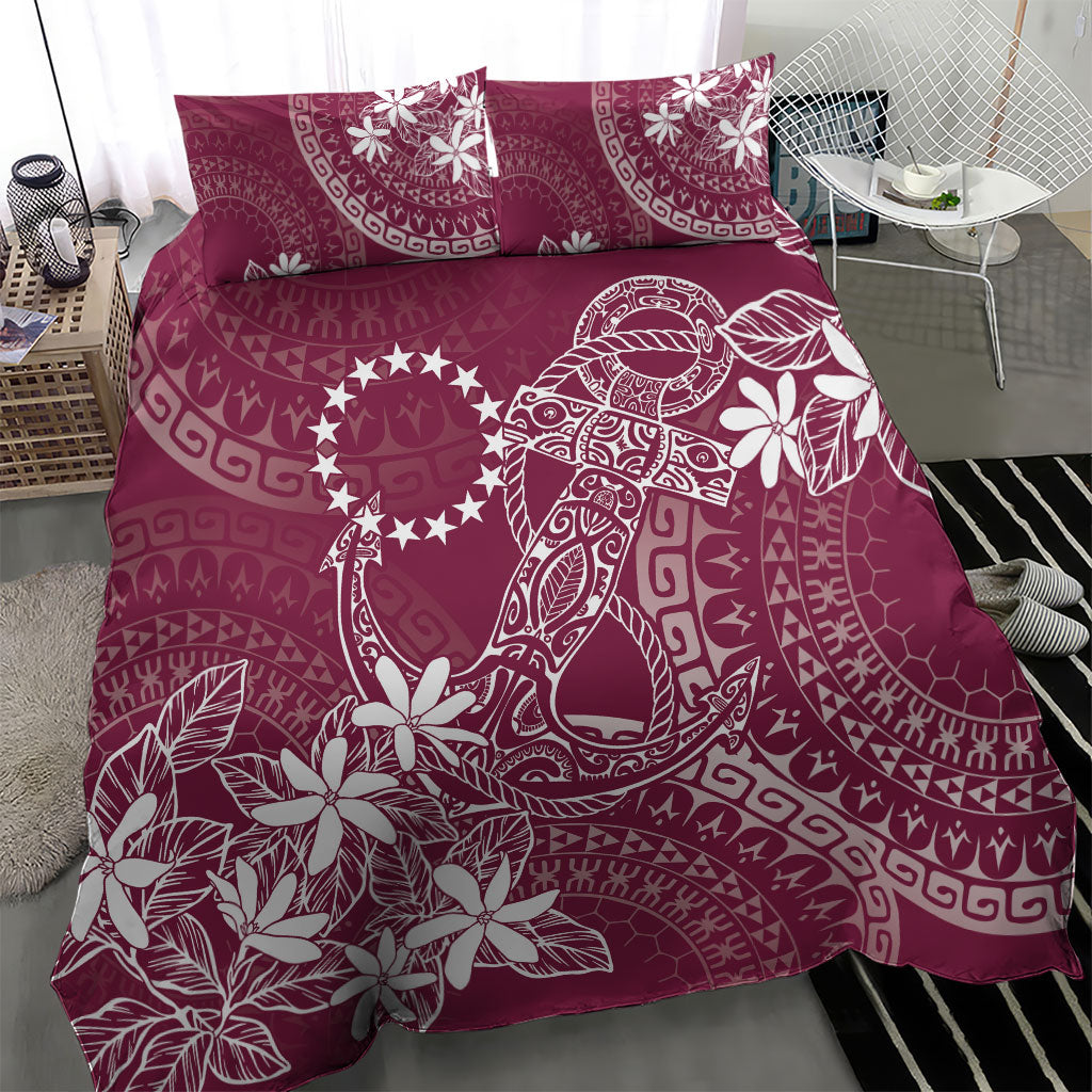 Maroon Kuki Airani Tapakau Bedding Set Tribal Anchor Mix Tiare