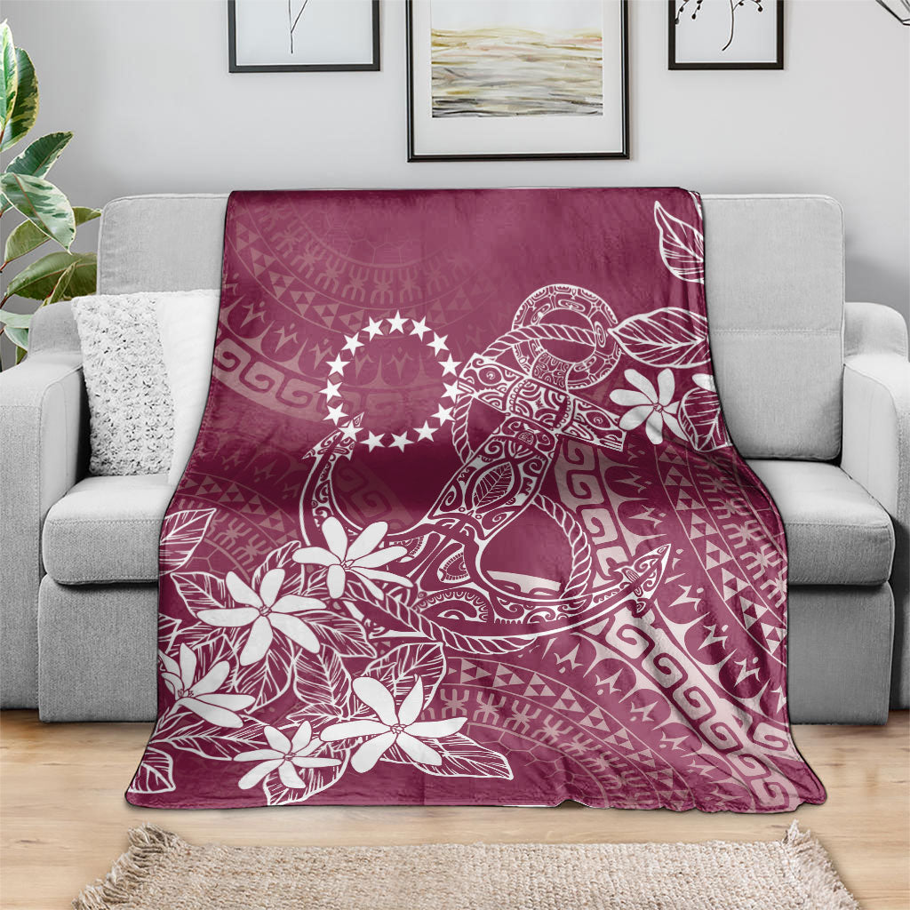 Maroon Kuki Airani Tapakau Blanket Tribal Anchor Mix Tiare