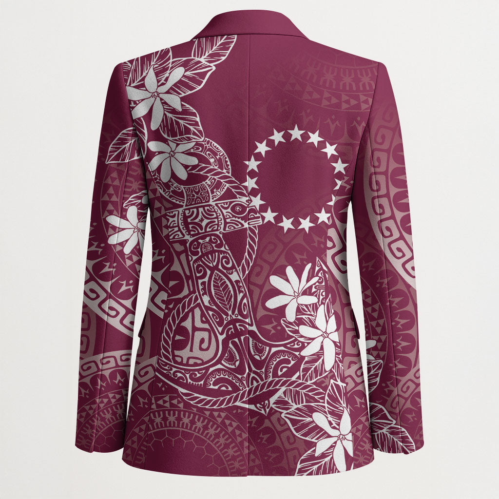 Maroon Kuki Airani Tapakau Blazer Tribal Anchor Mix Tiare