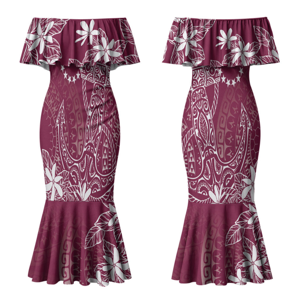 Maroon Kuki Airani Tapakau Couples Matching Mermaid Dress and Hawaiian Shirt Tribal Anchor Mix Tiare LT7 - Polynesian Pride