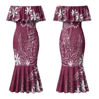 Maroon Kuki Airani Tapakau Couples Matching Mermaid Dress and Hawaiian Shirt Tribal Anchor Mix Tiare LT7 - Polynesian Pride