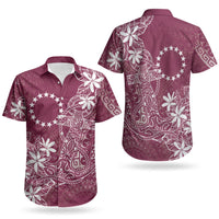 Maroon Kuki Airani Tapakau Couples Matching Off Shoulder Short Dress and Hawaiian Shirt Tribal Anchor Mix Tiare LT7 - Polynesian Pride