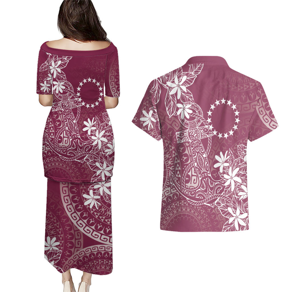 Maroon Kuki Airani Tapakau Couples Matching Puletasi and Hawaiian Shirt Tribal Anchor Mix Tiare LT7 - Polynesian Pride