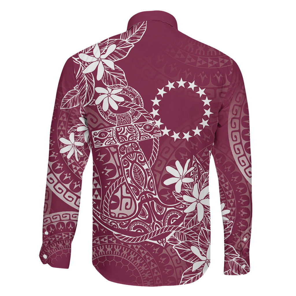 Maroon Kuki Airani Tapakau Family Matching Off Shoulder Maxi Dress and Hawaiian Shirt Tribal Anchor Mix Tiare LT7 - Polynesian Pride