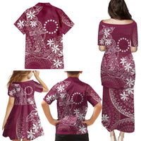 Maroon Kuki Airani Tapakau Family Matching Puletasi and Hawaiian Shirt Tribal Anchor Mix Tiare LT7 - Polynesian Pride