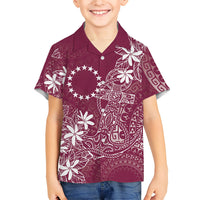 Maroon Kuki Airani Tapakau Family Matching Tank Maxi Dress and Hawaiian Shirt Tribal Anchor Mix Tiare LT7 Son's Shirt Maroon - Polynesian Pride