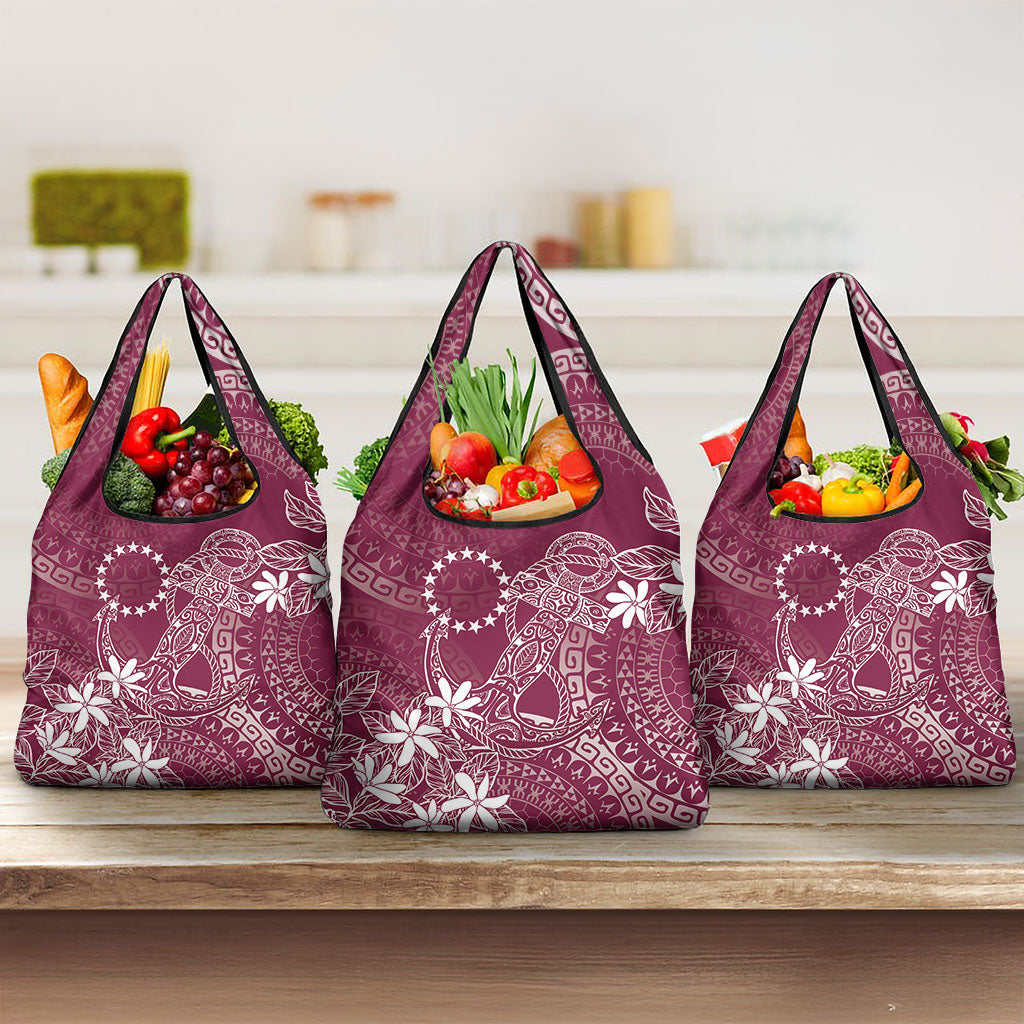 Maroon Kuki Airani Tapakau Grocery Bag Tribal Anchor Mix Tiare