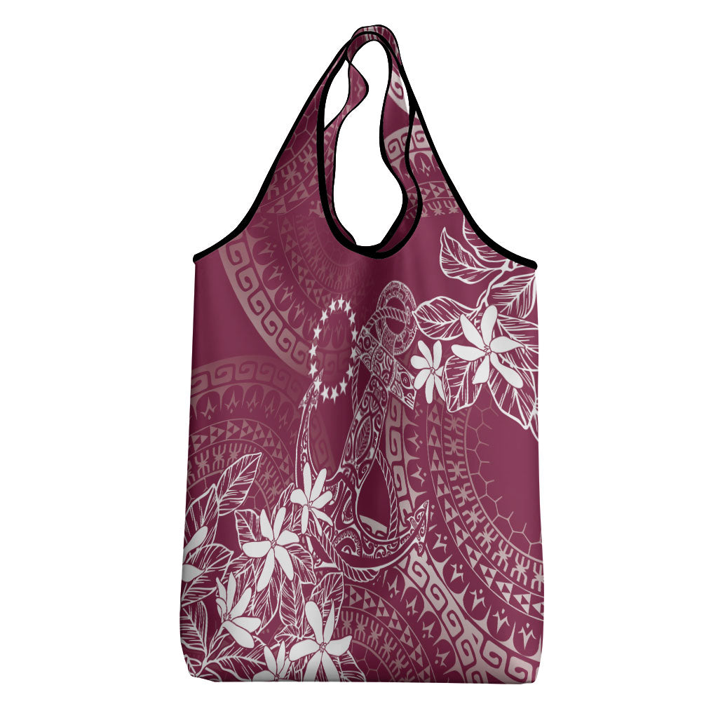 Maroon Kuki Airani Tapakau Grocery Bag Tribal Anchor Mix Tiare