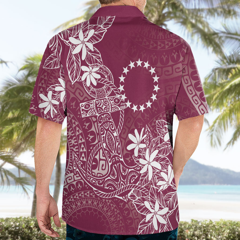 Maroon Kuki Airani Tapakau Hawaiian Shirt Tribal Anchor Mix Tiare