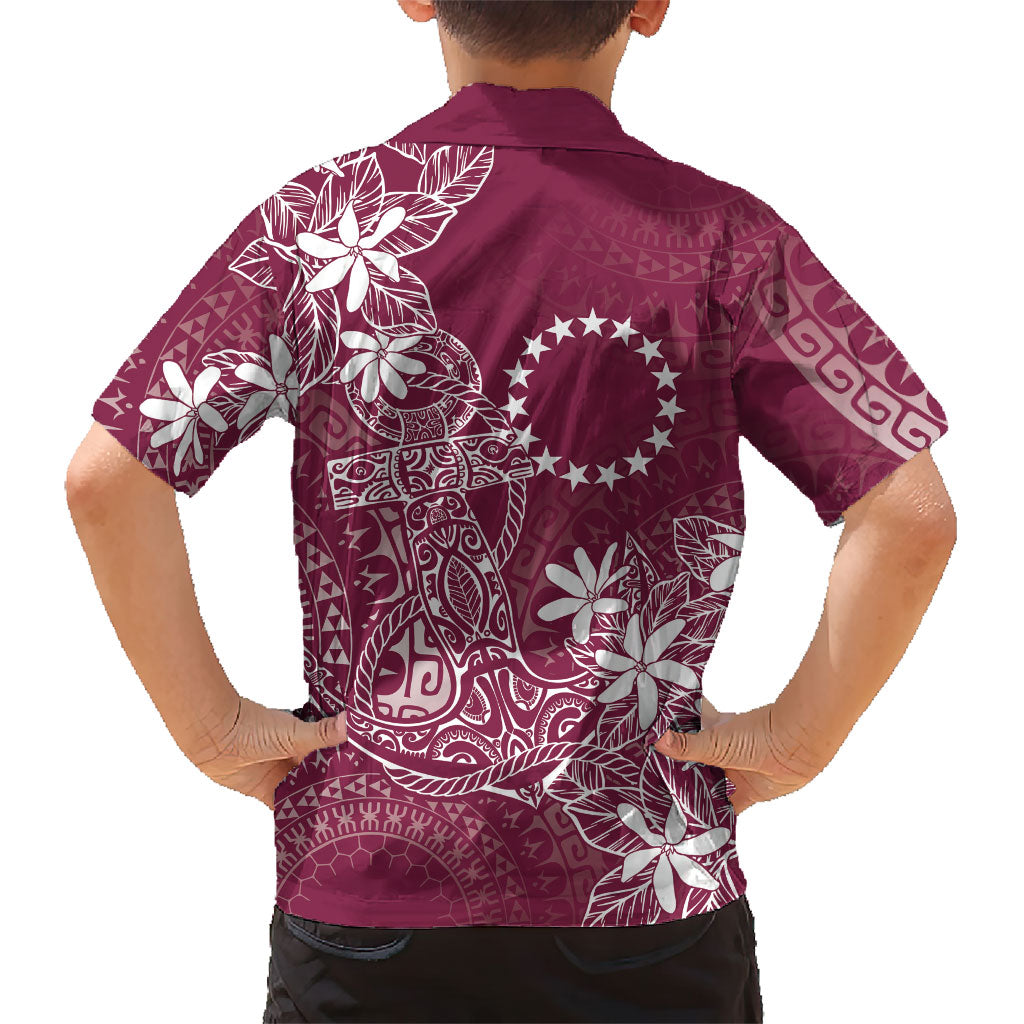 Maroon Kuki Airani Tapakau Hawaiian Shirt Tribal Anchor Mix Tiare