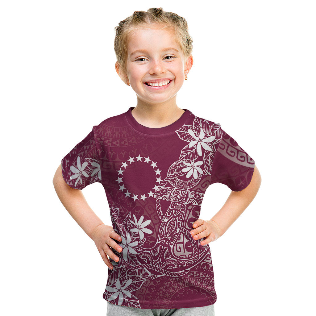 Maroon Kuki Airani Tapakau Kid T Shirt Tribal Anchor Mix Tiare