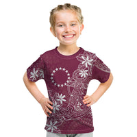 Maroon Kuki Airani Tapakau Kid T Shirt Tribal Anchor Mix Tiare