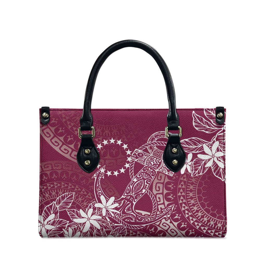 Maroon Kuki Airani Tapakau Leather Bag Tribal Anchor Mix Tiare