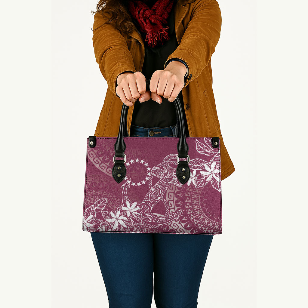 Maroon Kuki Airani Tapakau Leather Bag Tribal Anchor Mix Tiare