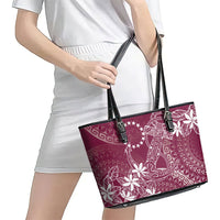 Maroon Kuki Airani Tapakau Leather Tote Bag Tribal Anchor Mix Tiare