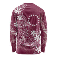 Maroon Kuki Airani Tapakau Long Sleeve Shirt Tribal Anchor Mix Tiare