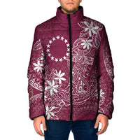 Maroon Kuki Airani Tapakau Padded Jacket Tribal Anchor Mix Tiare