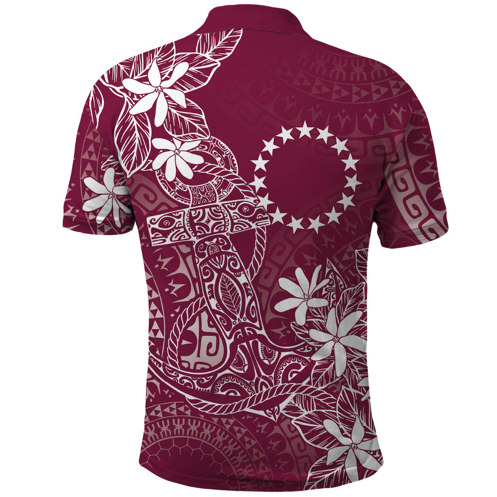 Maroon Kuki Airani Tapakau Polo Shirt Tribal Anchor Mix Tiare