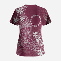 Maroon Kuki Airani Tapakau Scrub Top Tribal Anchor Mix Tiare