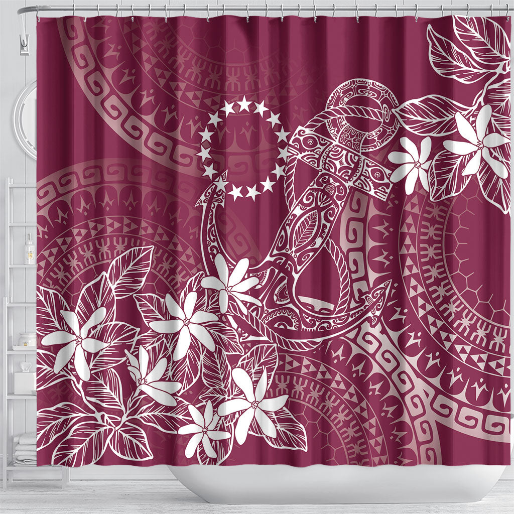Maroon Kuki Airani Tapakau Shower Curtain Tribal Anchor Mix Tiare
