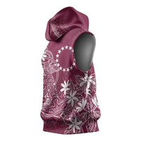 Maroon Kuki Airani Tapakau Sleeveless Hoodie Tribal Anchor Mix Tiare