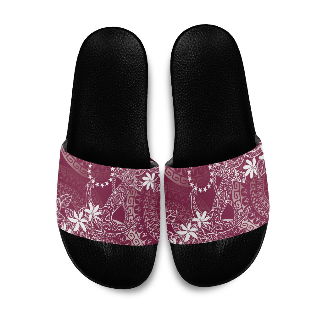 Maroon Kuki Airani Tapakau Slide Sandals Tribal Anchor Mix Tiare