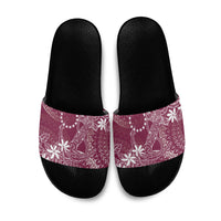Maroon Kuki Airani Tapakau Slide Sandals Tribal Anchor Mix Tiare
